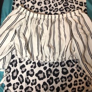 White & Black Formal Crop Top